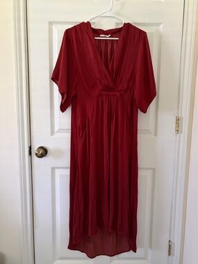 Lush Women’s Red Surplice Midi Dress